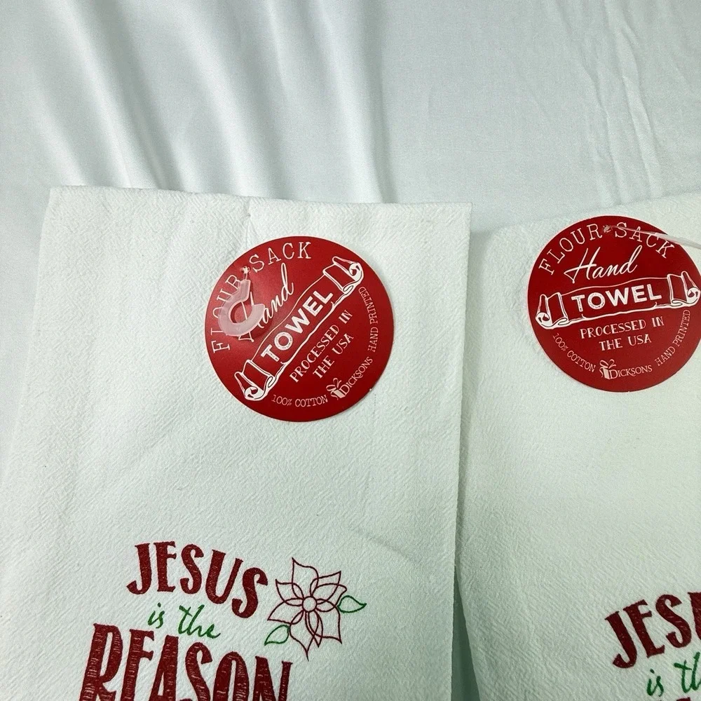 2 Flour Sack Cotton Christmas Kitchen Towels (18x22